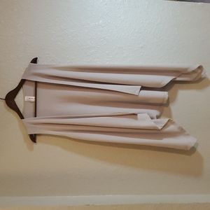 Lovely J Tan Asymmetrical Sleeveless Cardigan